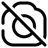 An outline icon of a camera with a diagonal line striking through it.